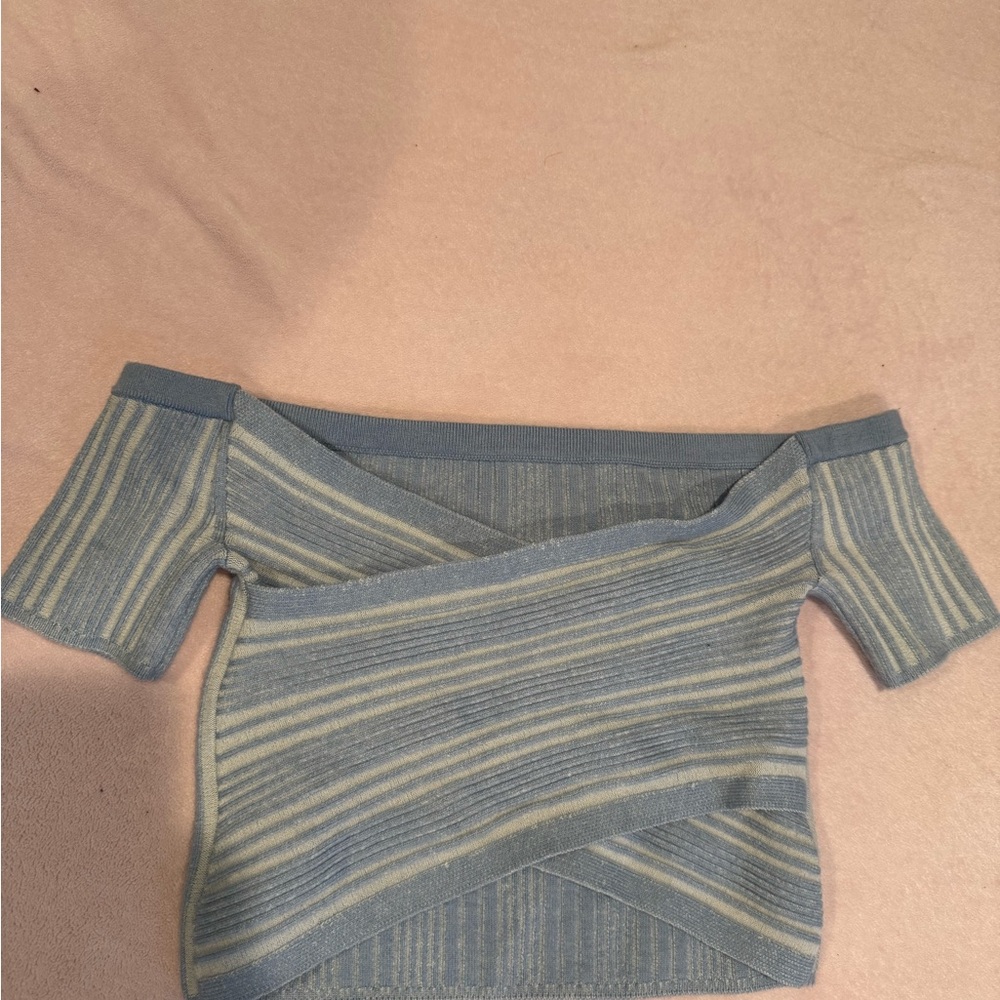 Aerie Blue and White Striped Crop Top